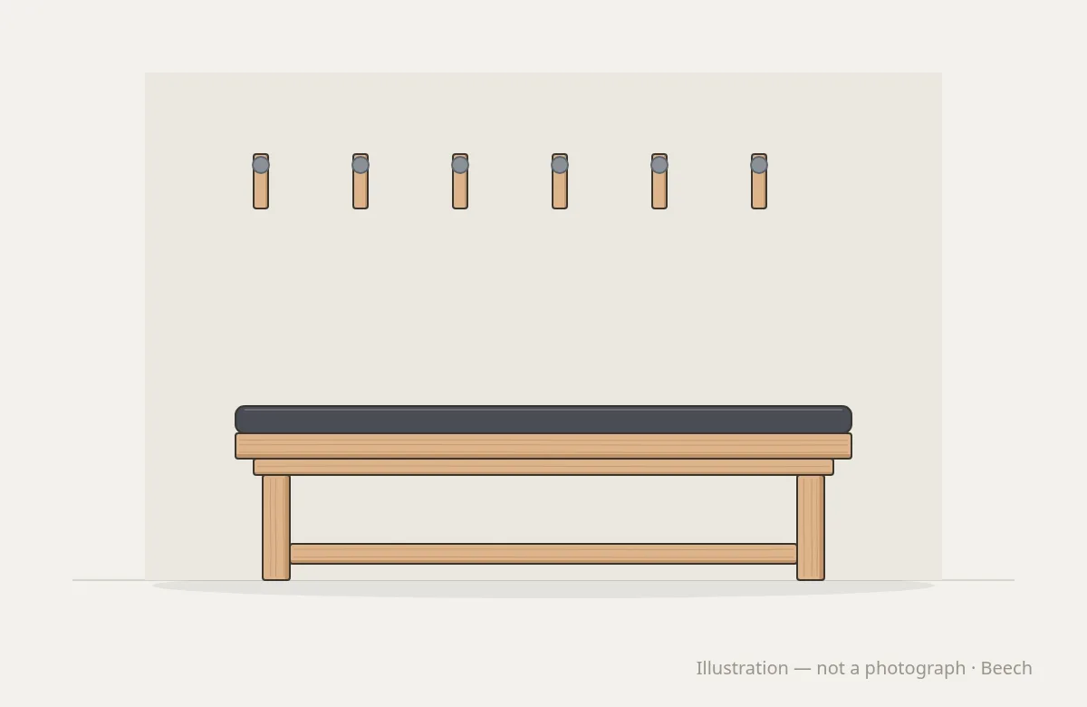 Studio Space Changing Bench — illustration, not a photograph