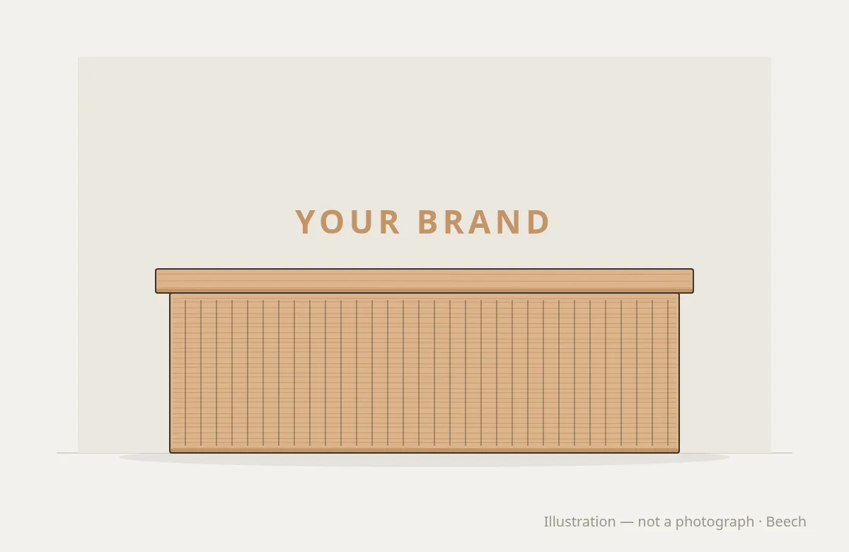 Studio Space Reception Desk — illustration, not a photograph