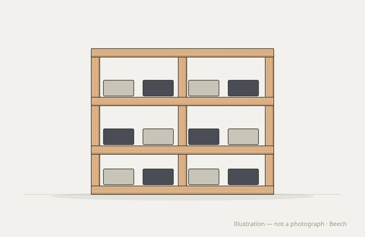 Studio Space Retail Shelving — illustration, not a photograph
