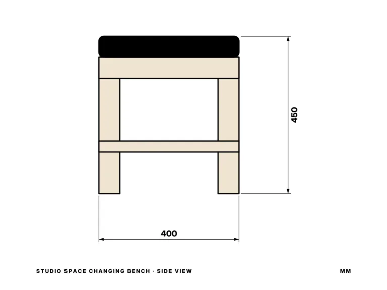 Studio Space Changing Bench — side view