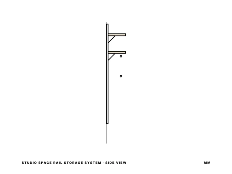 Studio Space Rail Storage System — side view