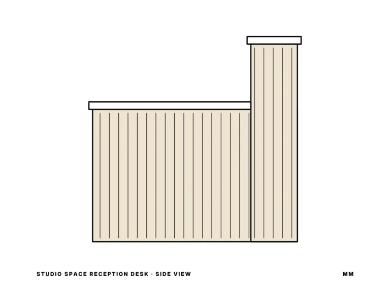 Studio Space Reception Desk — side view