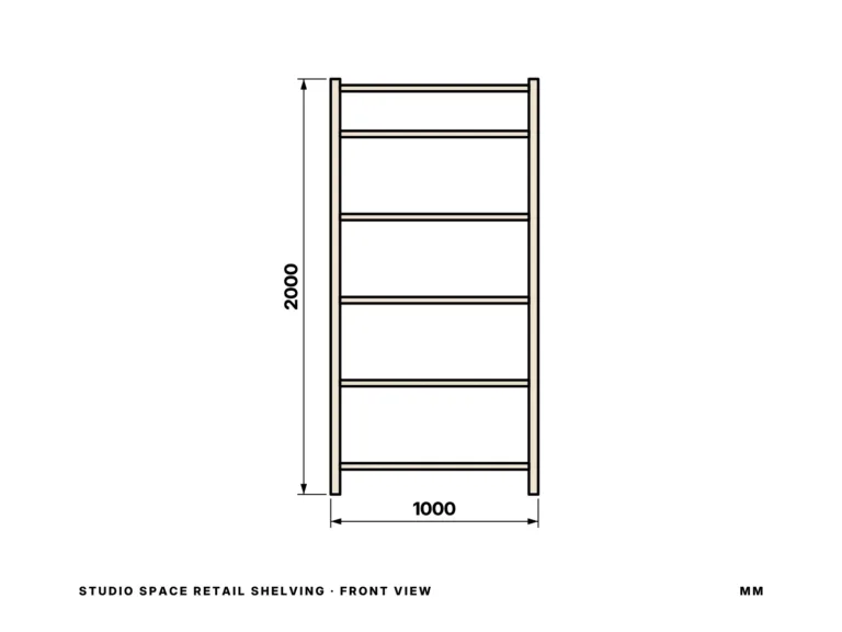 Studio Space Retail Shelving — front view