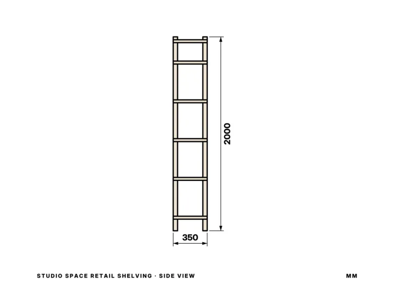 Studio Space Retail Shelving — side view