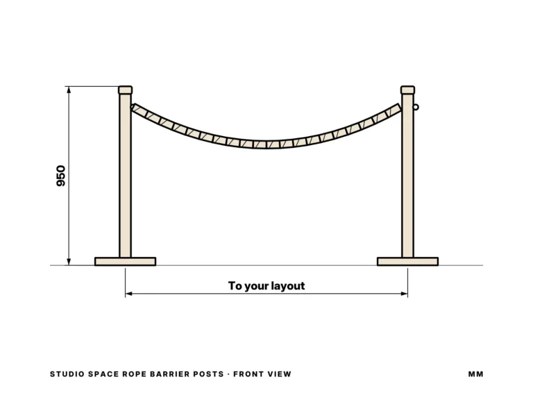 Studio Space Rope Barrier Posts — front view