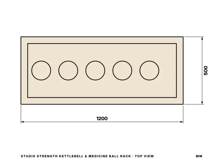 Studio Strength Kettlebell & Medicine Ball Rack — top view
